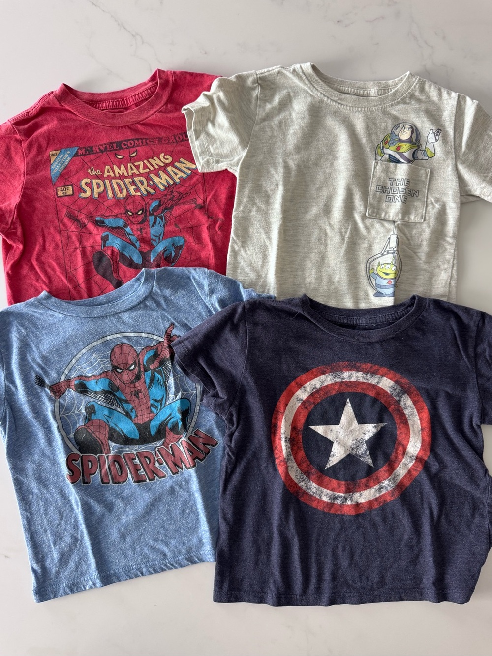 Marvel Kids Superhero Tee Set - Red, Blue, Navy, Gray